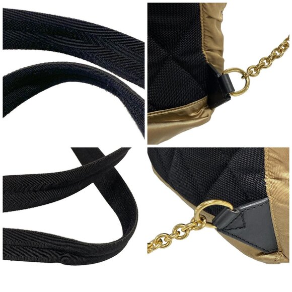 Auth BURBERRY LONDON ENGLAND Gold Black Polyurethane Nylon Leather Backpack - Picture 16 of 16
